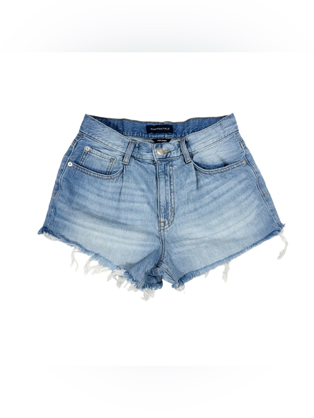 Aeropostale Mom Shorts Women's 6 High Rise Light Wash Denim Cutoff Distressed
